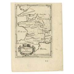 Carte miniature antique détaillée de la France par Mallet, vers1683