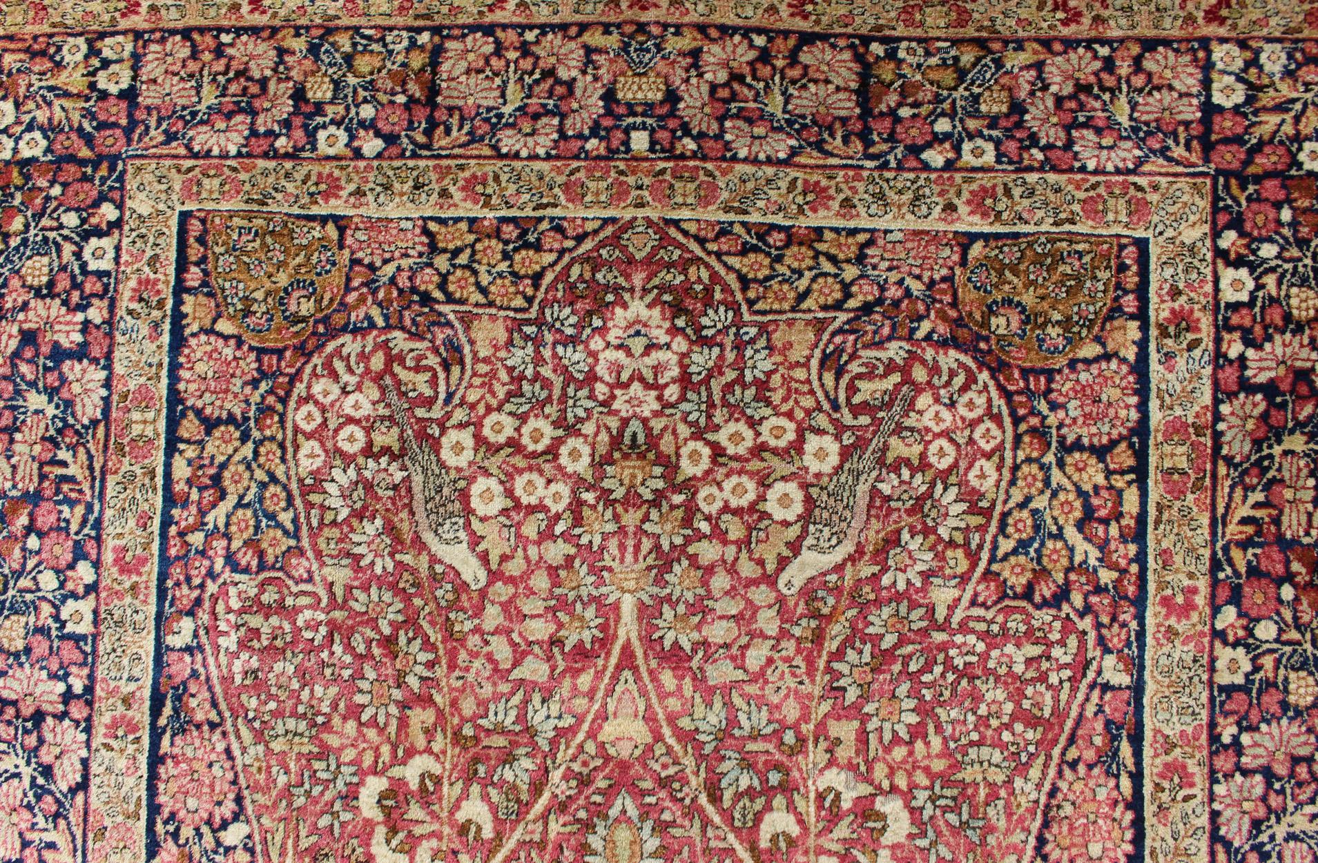 Very Fine Antique Persian Lavar Kerman Rug with Intricate Floral Design  For Sale 4
