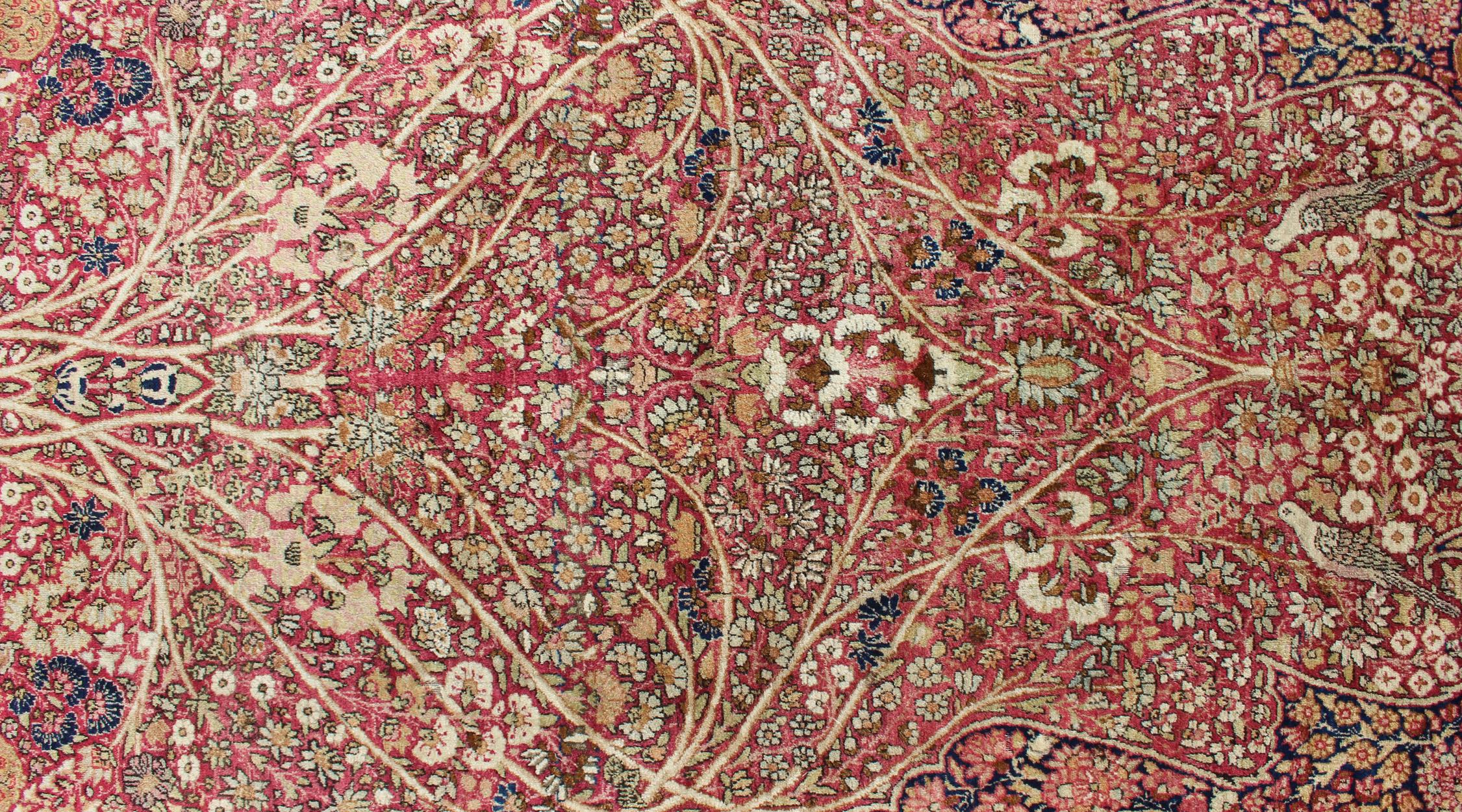 Very Fine Antique Persian Lavar Kerman Rug with Intricate Floral Design  For Sale 5