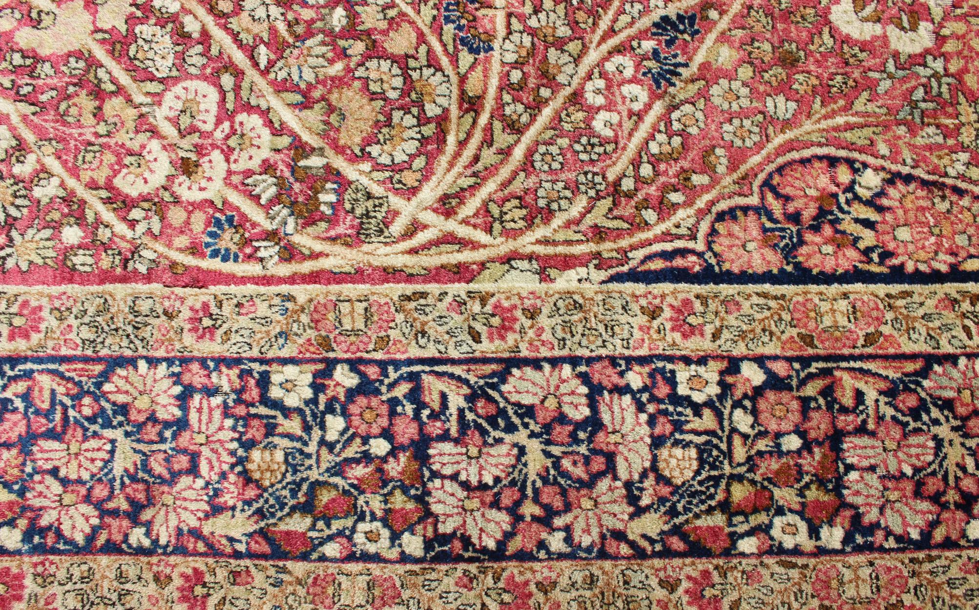 Very Fine Antique Persian Lavar Kerman Rug with Intricate Floral Design  For Sale 7
