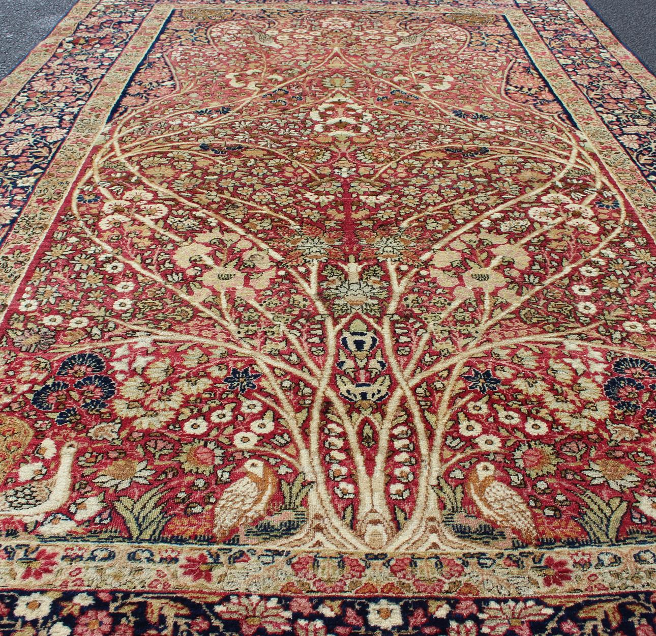 Very Fine Antique Persian Lavar Kerman Rug with Intricate Floral Design  For Sale 1