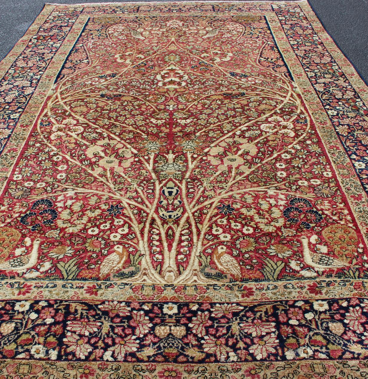 Very Fine Antique Persian Lavar Kerman Rug with Intricate Floral Design  For Sale 2