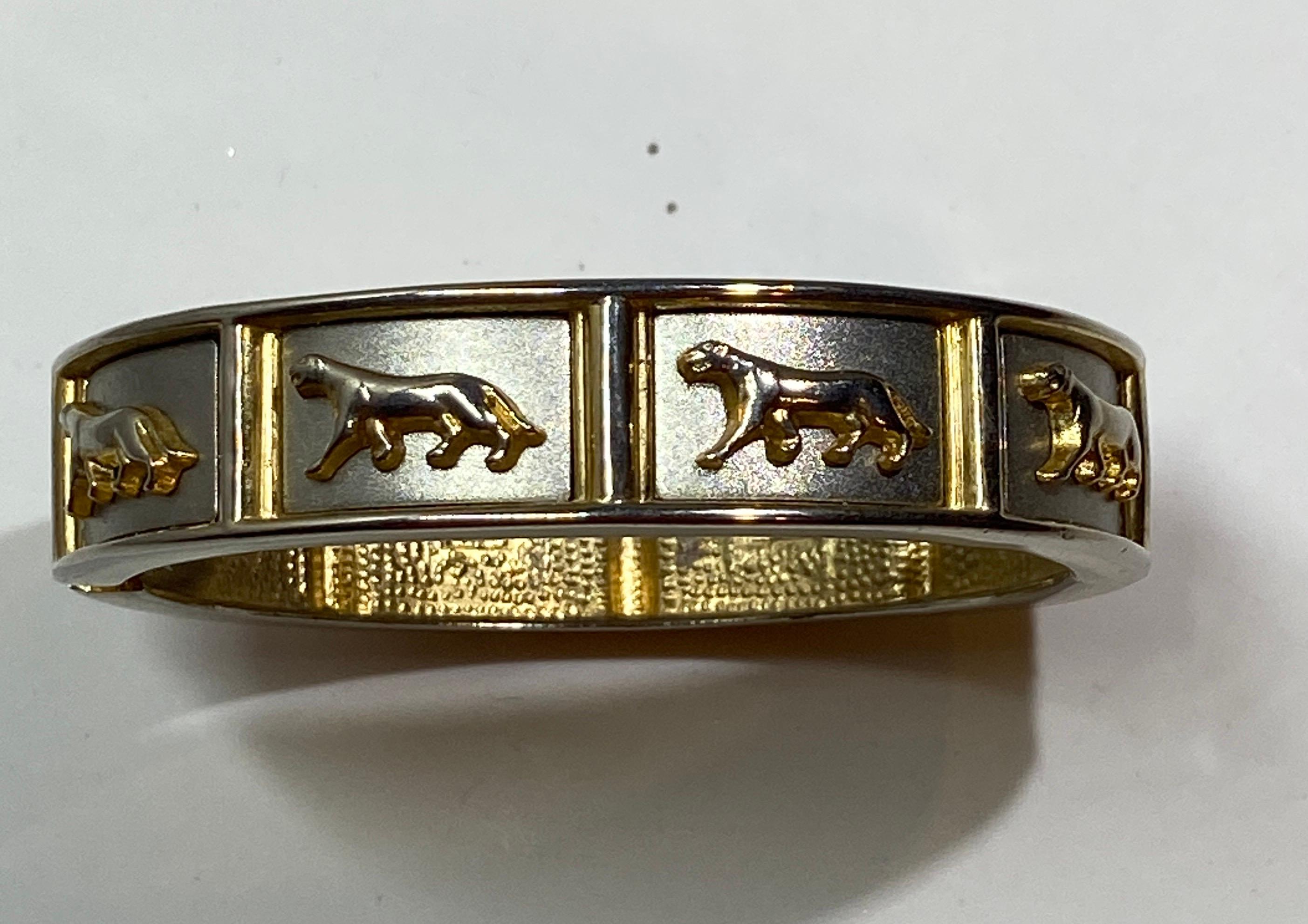 Detailed Baroque Polished Gold And Silver Hardware Bracelet For Sale 9