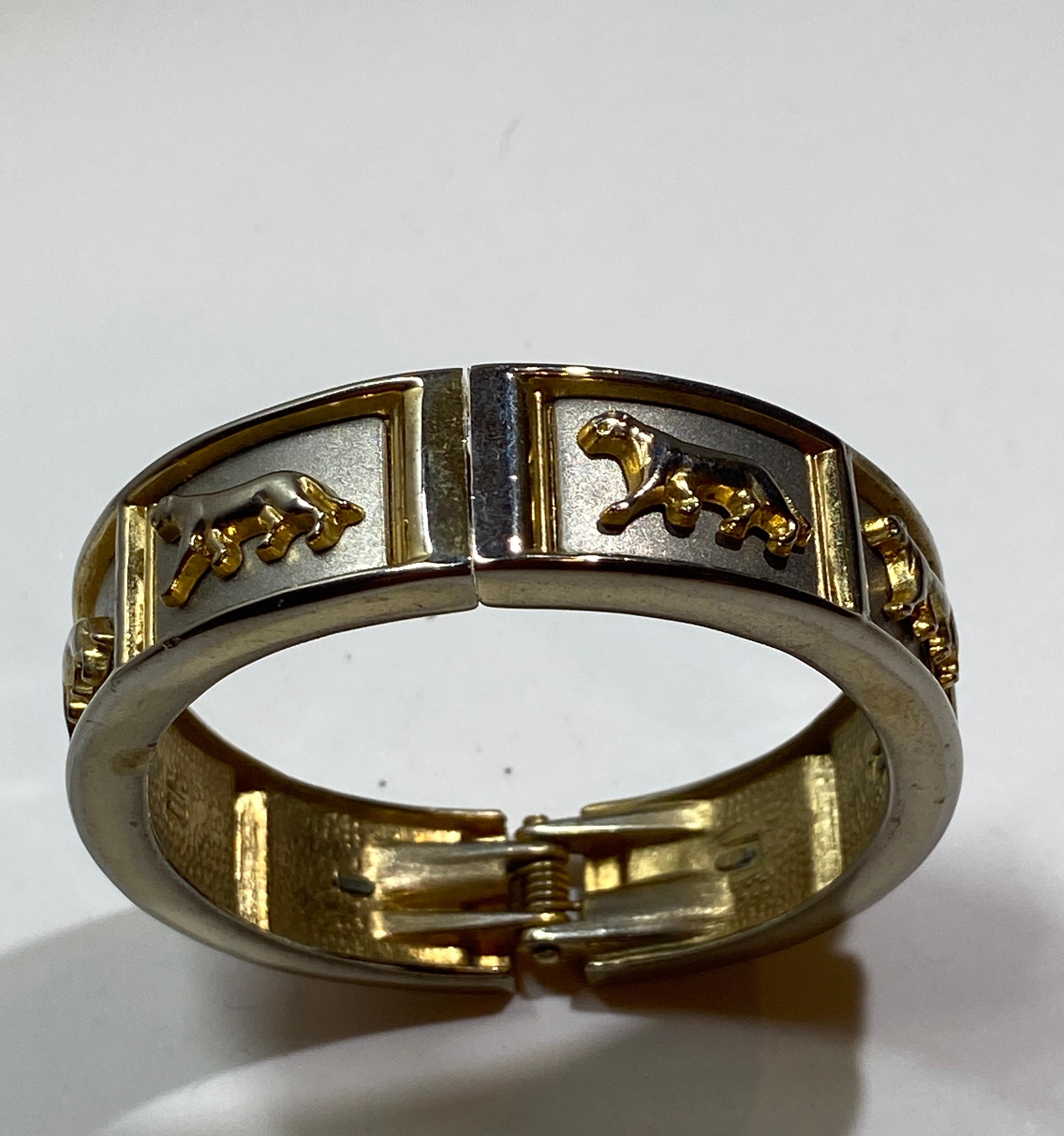 Detailliertes Barockes Armband aus poliertem Gold und Silber für Damen oder Herren im Angebot