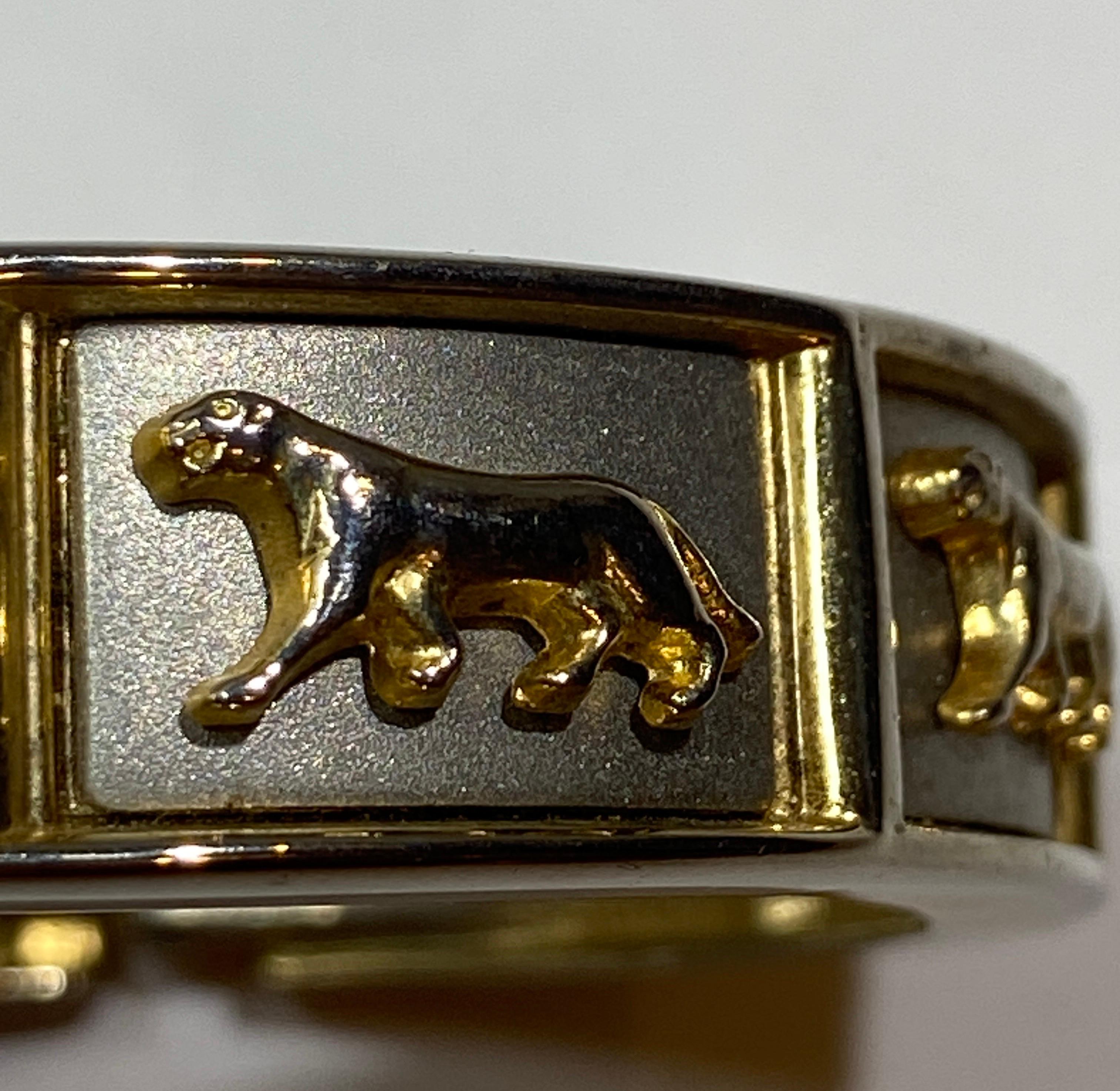 Women's or Men's Detailed Baroque Polished Gold And Silver Hardware Bracelet For Sale