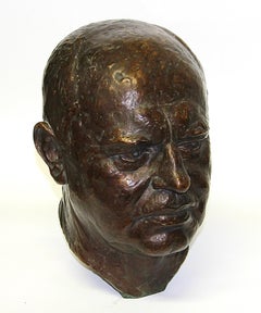 Detailed Bronze Bust, Sculpture of a Man, by Felix Georg Pfeifer, 1929