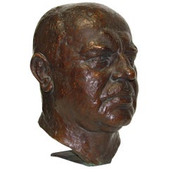 Detailed Bronze Bust, Sculpture of a Man, by Felix Georg Pfeifer, 1929
