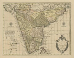 Detailed Decorative Antique Map of the Coast of Malabar and Coromandel, India