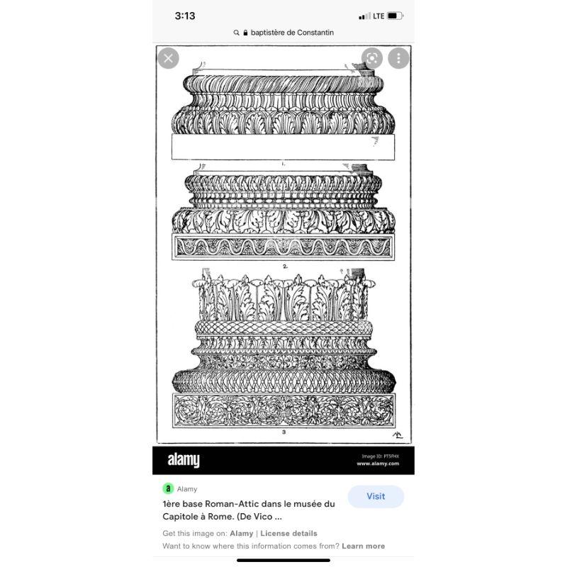 Detailed Drawing of Column Base from Constantine Baptistry, Early 19th Century For Sale 6
