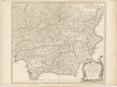 Detailed Engraving Highlighting Key Regions of Southern Spain and Castile, 1752