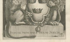 Detailed Engraving of The Greater Coat of Arms of Sweden, 1669