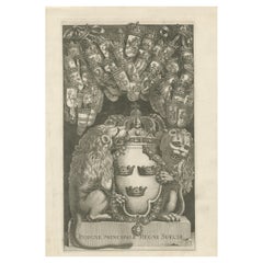 Gravure détaillée du Grand Armoiries de Suède, 1669