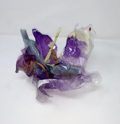 Dettagliata ciotola scultorea in biomateriale acrilico viola Flower Purple