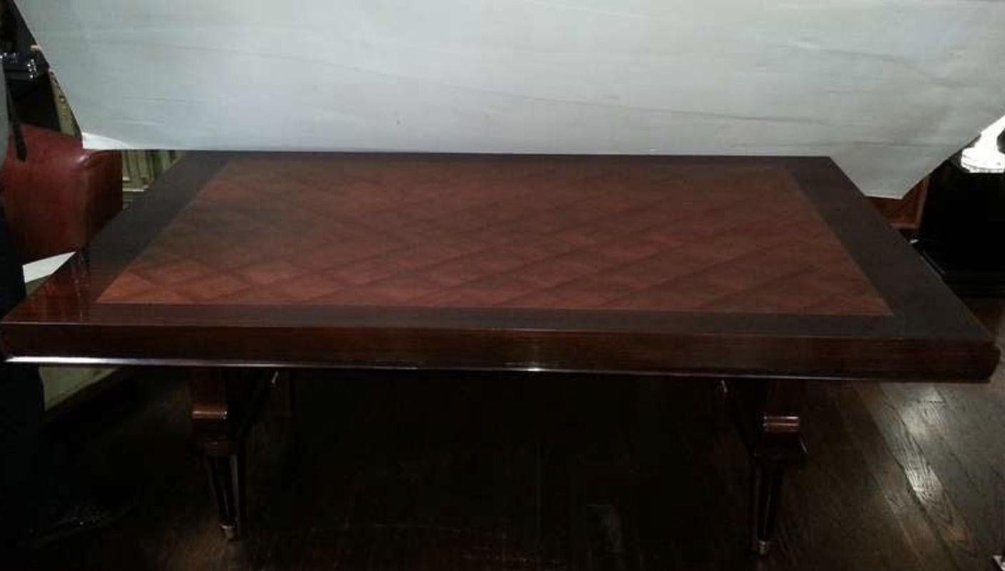 Detailed French Art Deco Table in the Manner of Jules Leleu In Good Condition For Sale In Los Angeles, CA