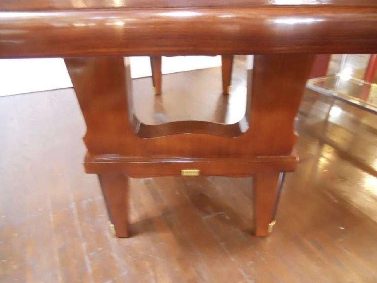 Rosewood Detailed French Art Deco Table in the Manner of Jules Leleu For Sale