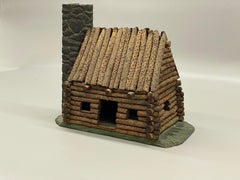Detailed Hand Built Folk Art Log Cabin