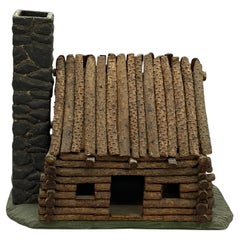 Detailed Hand Built Folk Art Log Cabin