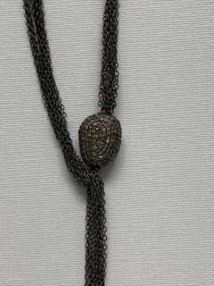 Black Pavé Diamond, Oxidized Sterling Silver Necklace