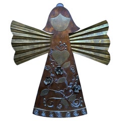 Detailed Handmade Copper And Brass Hanging Angel Sculpture