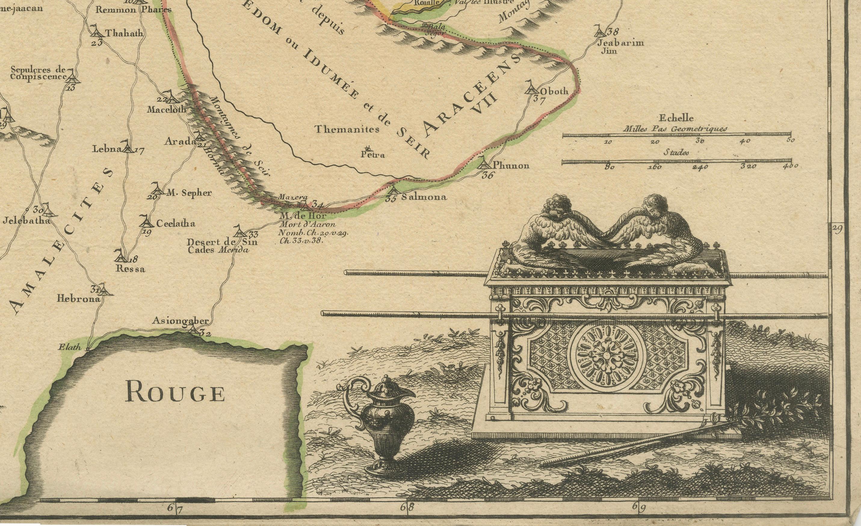 Detailed Map of Arabian Peninsula and Canaan, Highlighting Biblical Territories In Fair Condition For Sale In Langweer, NL