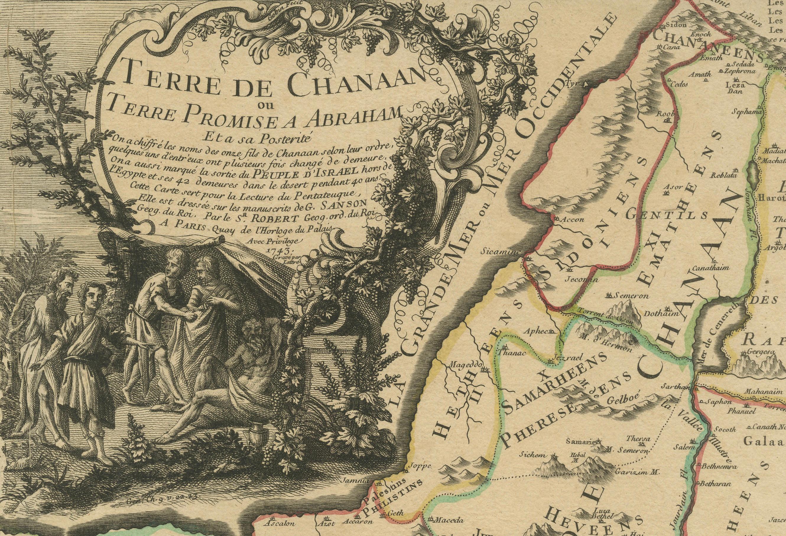 Paper Detailed Map of Arabian Peninsula and Canaan, Highlighting Biblical Territories For Sale