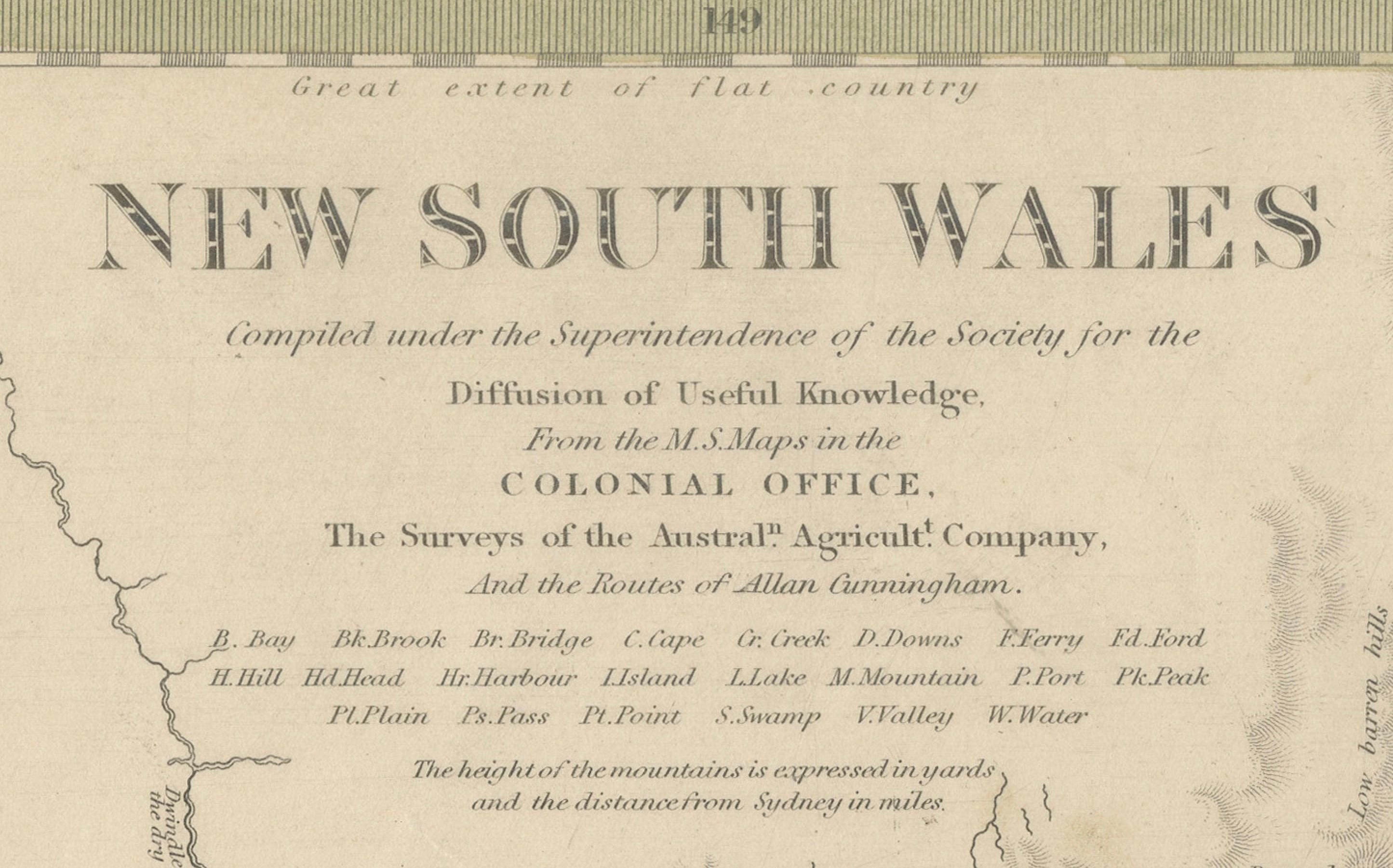 Mid-19th Century Detailed Map of New South Wales, Australia from 1833 by SDUK For Sale
