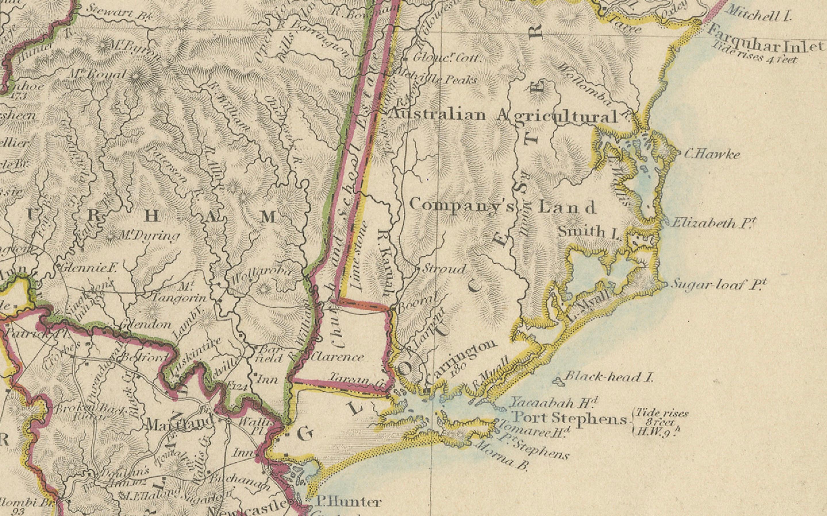 Detailed Map of New South Wales, Australia from 1833 by SDUK For Sale 1