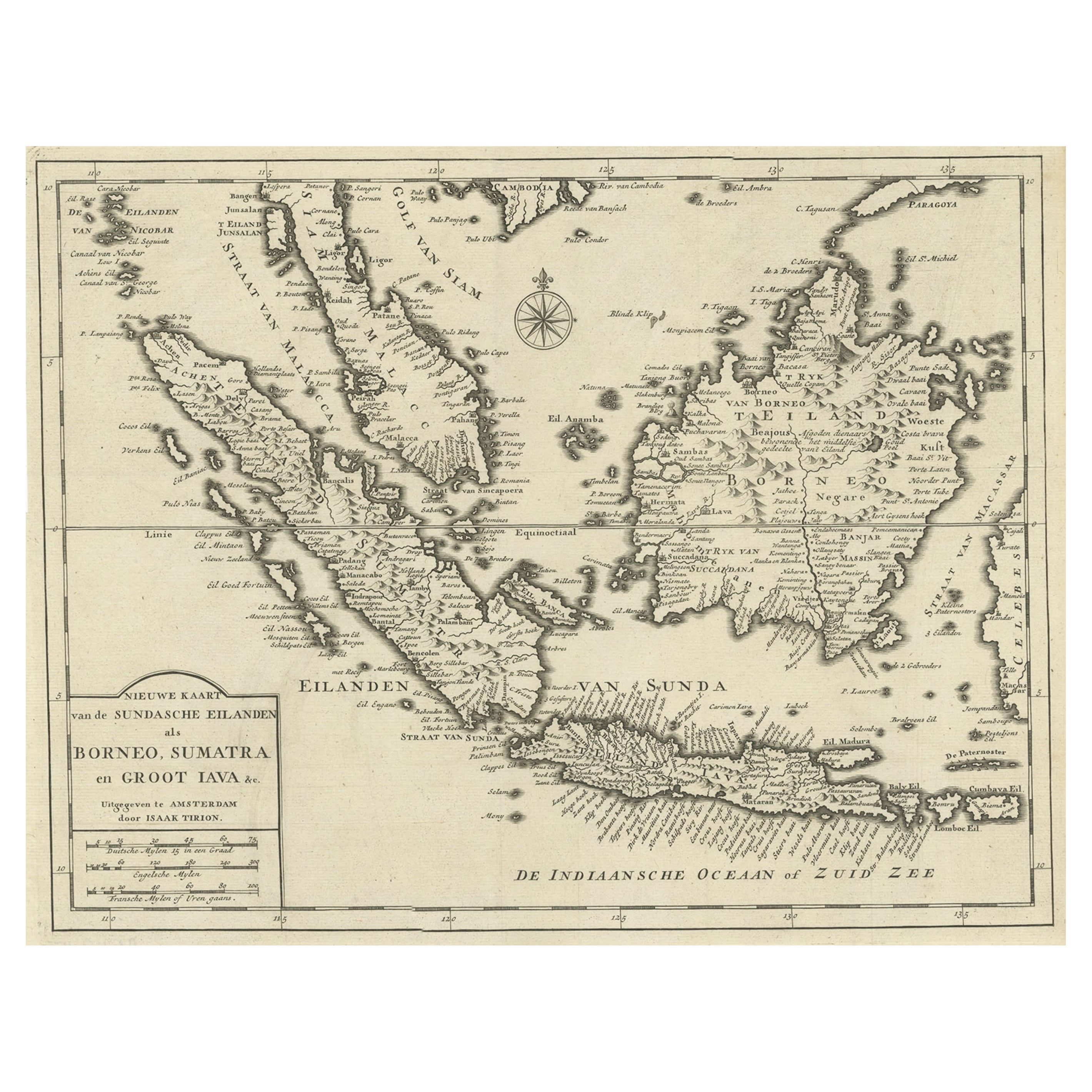 Detailed Map of Southeast Asia From the Tip of Cambodia to Java, 1739 For Sale