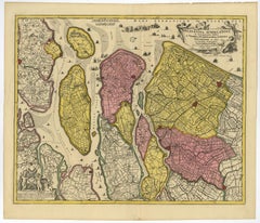 Detailed Map of Southern Holland, Incl the Hague, Rotterdam, Delft, Gouda, c1680