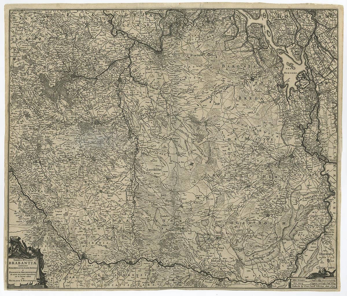 Detailed Map of the South of the The Netherlands & The North of Belgium, ca.1680
