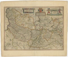 Detailed Original Antique Map of the Picardy Region of France, 1657