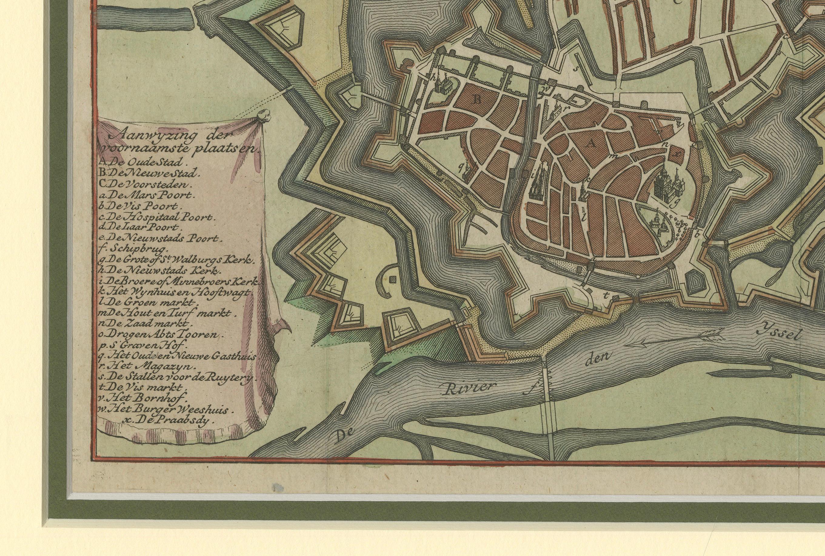 Detailplan der Stadt Zutphen, The Niederlande - Hendrik de Leth, um 1740 (Graviert) im Angebot
