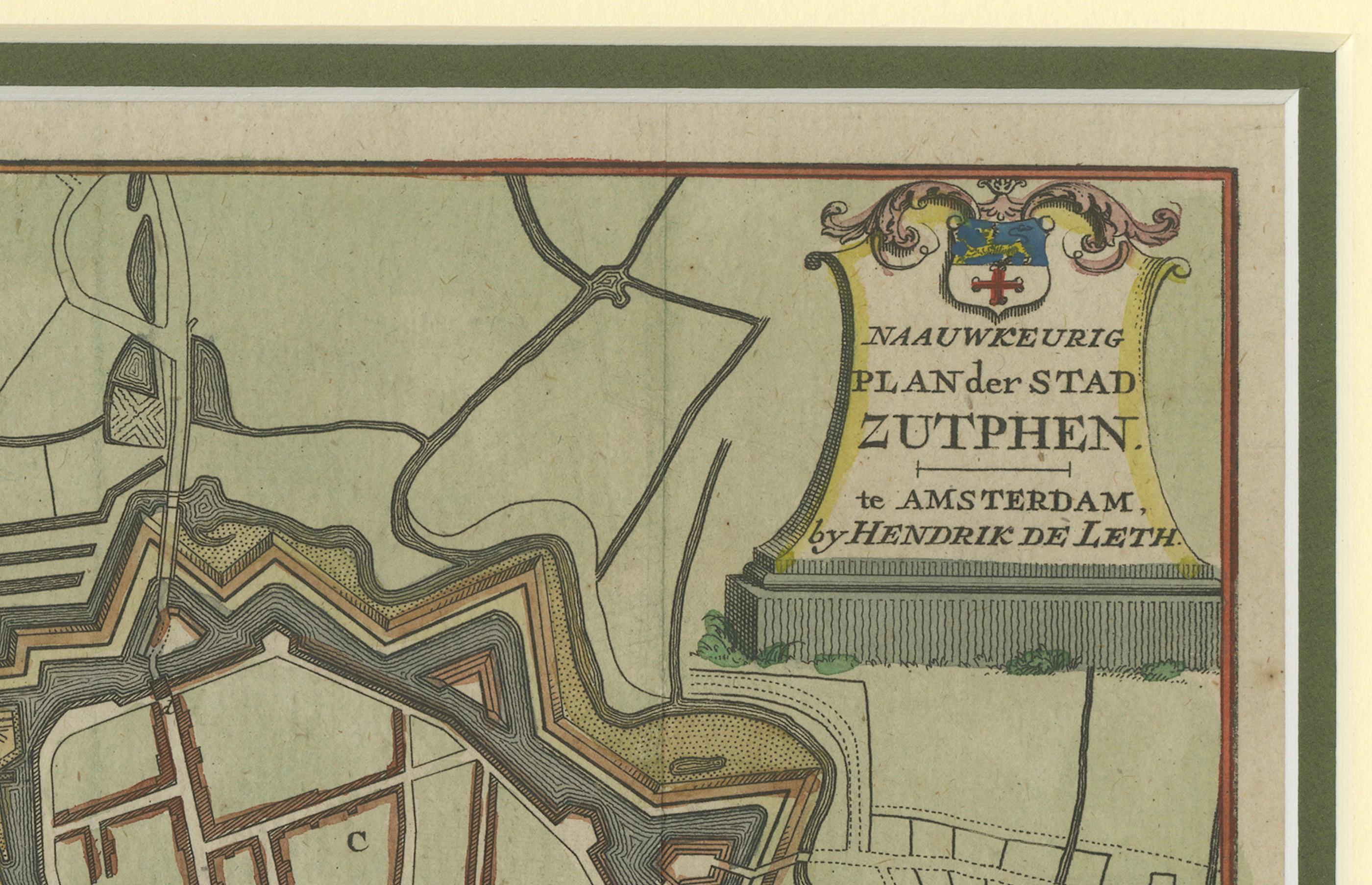 Detailplan der Stadt Zutphen, The Niederlande - Hendrik de Leth, um 1740 im Zustand „Gut“ im Angebot in Langweer, NL