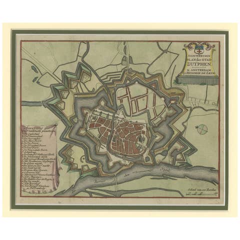 Detailed Plan of the City of Zutphen, The Netherlands – Hendrik de Leth, c.1740