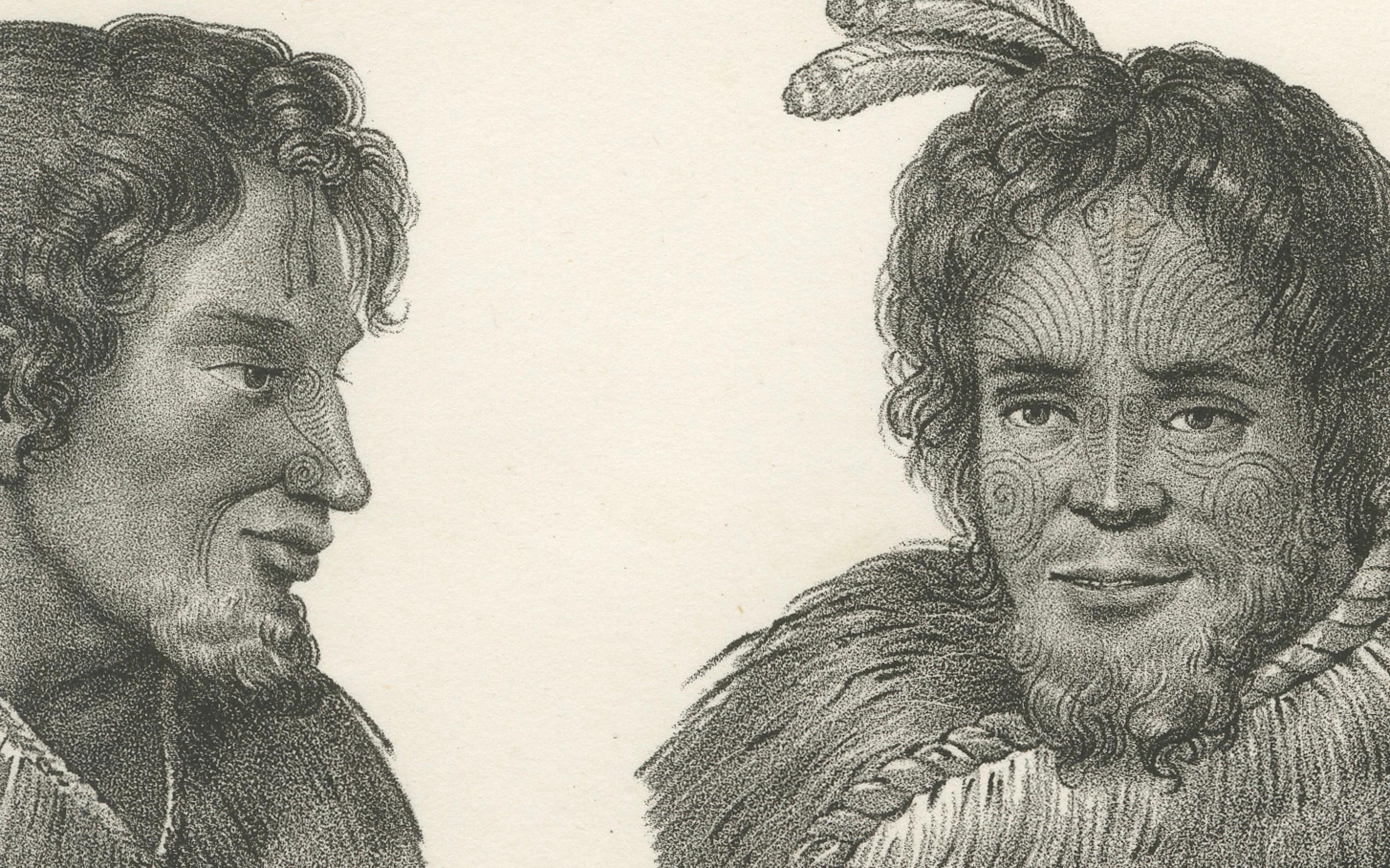 Retratos detallados de la vida maorí y el arte del tatuaje en Nueva Zelanda, publicado c.1836 Mediados del siglo XIX en venta
