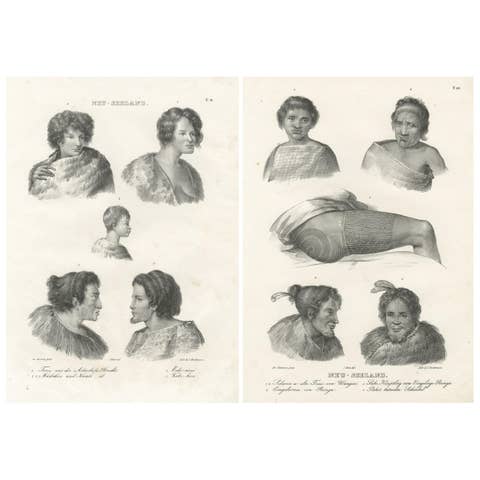Detailed Portraits of Maori Life and Tattoo Art in New Zealand, Published c.1836
