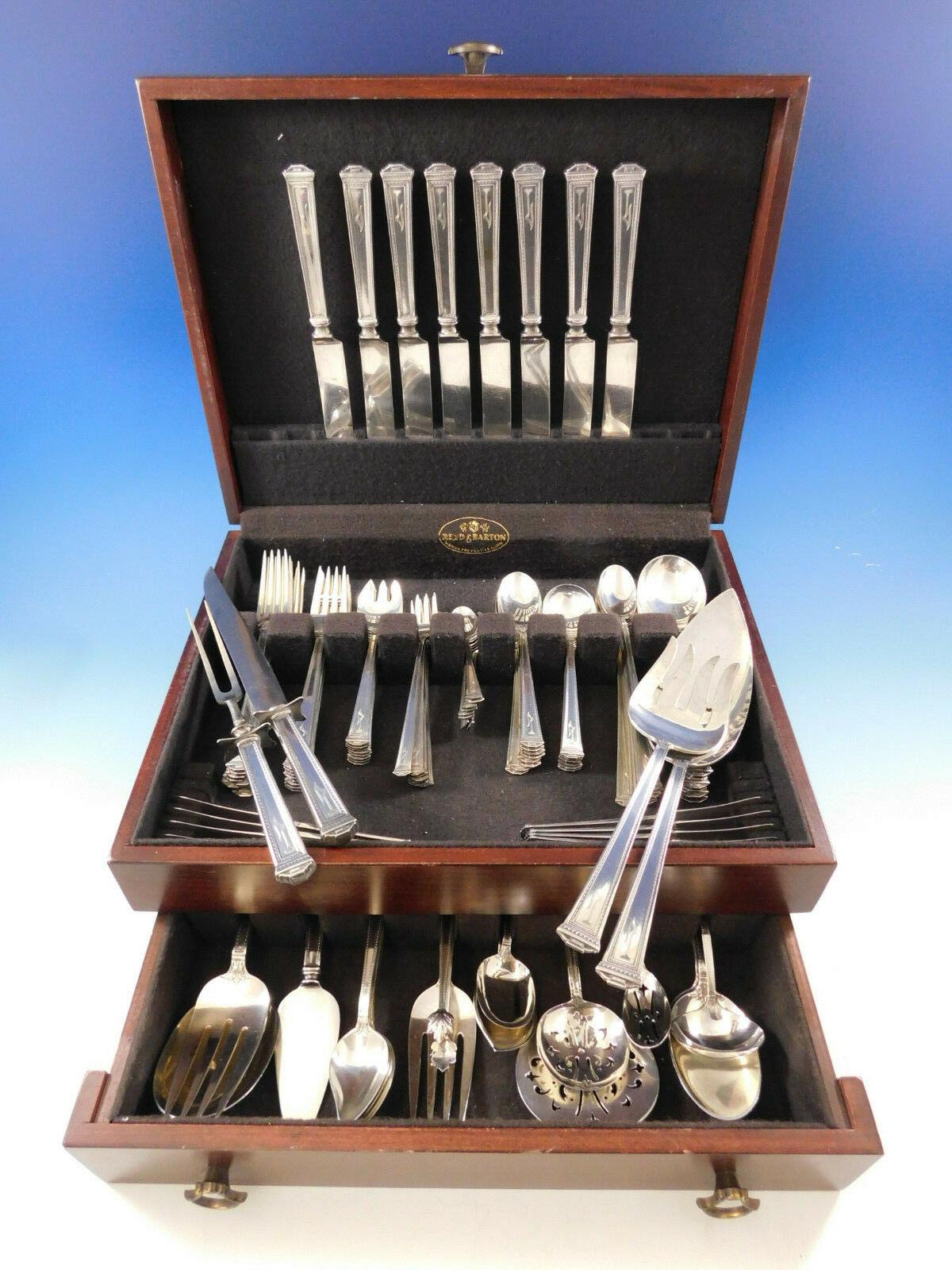 Pantheon by International sterling silver flatware set of 113 pieces. This set includes:

8 knives, 9 1/8