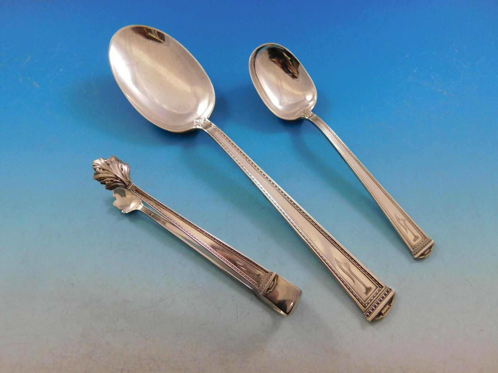 Pantheon by International Sterling Silver Flatware Set 8 Service 113 pcs L Mono In Excellent Condition In Big Bend, WI