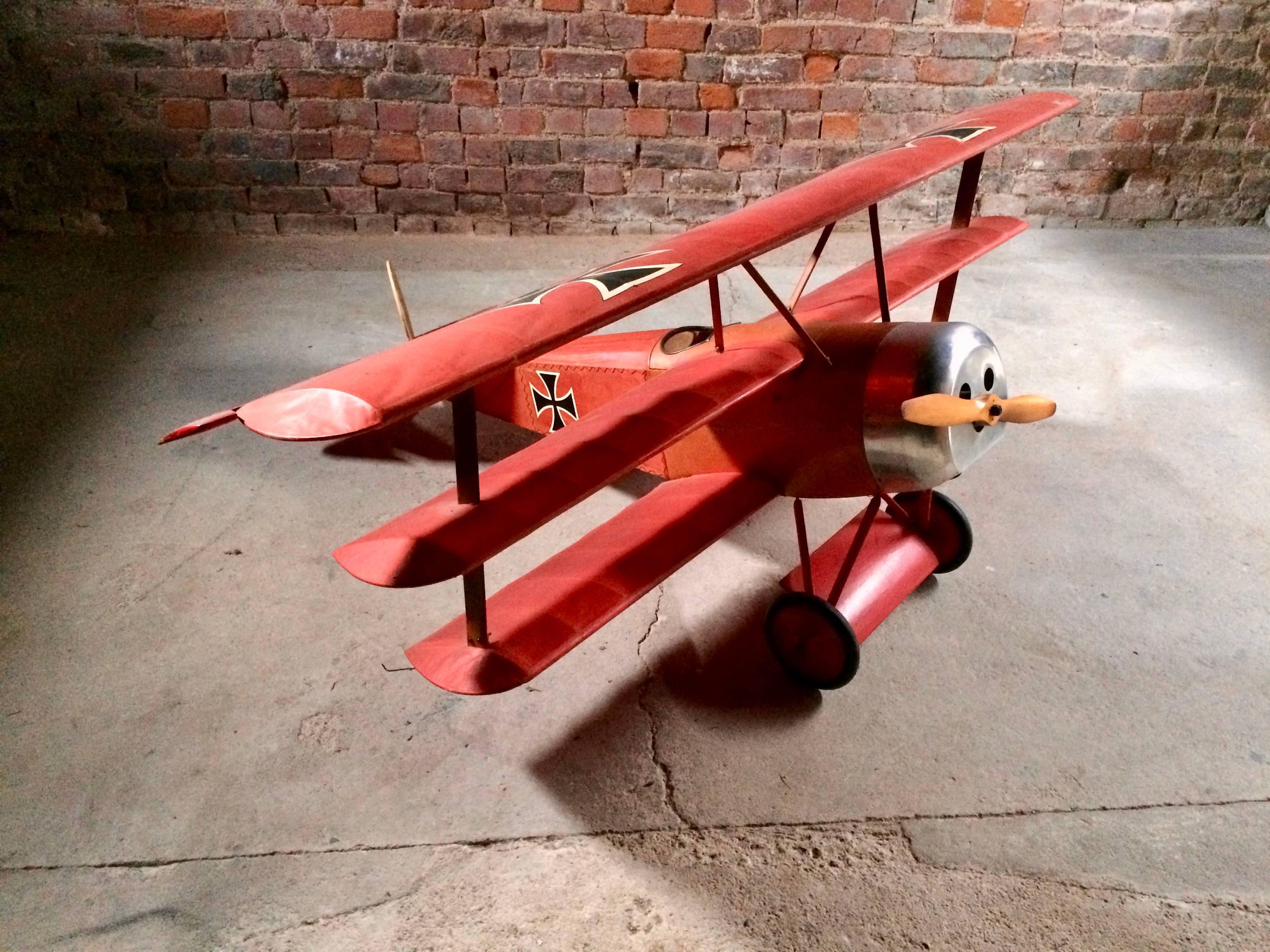1917 Fokker Dr.1 Triplane Metal Desk Top Model 12" Red Baron Fighter Aircraft 