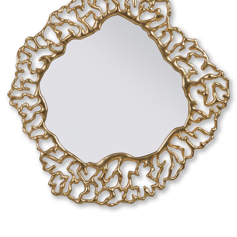 English Details Gold Mirror with Solid Mahogany Wood