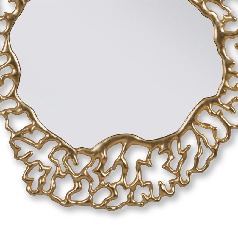 Contemporary Details Gold Mirror with Solid Mahogany Wood
