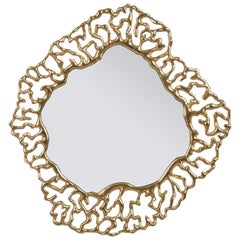 Details Gold Mirror with Solid Mahogany Wood