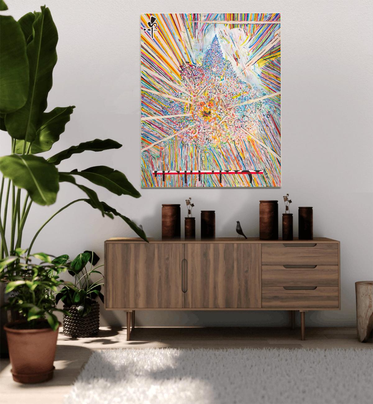 Center 1 de Detlef Aderhold - Grande peinture abstraite contemporaine énergique - Painting de Detlef E. Aderhold