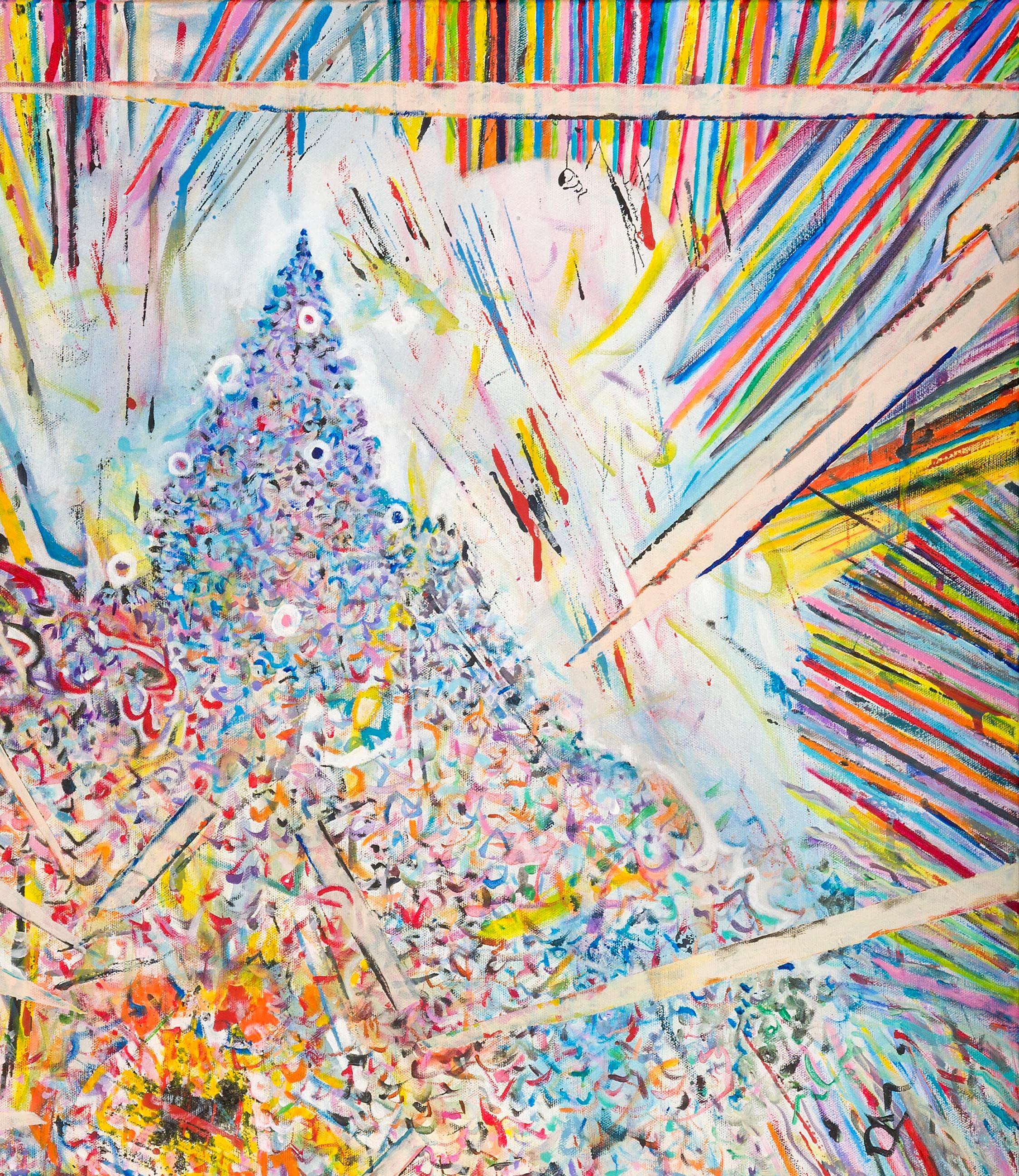 Center 1 de Detlef Aderhold - Grande peinture abstraite contemporaine énergique - Contemporain Painting par Detlef E. Aderhold