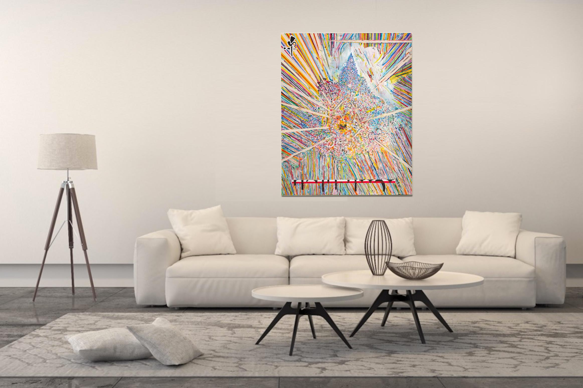 Center 1 de Detlef Aderhold - Grande peinture abstraite contemporaine énergique en vente 2
