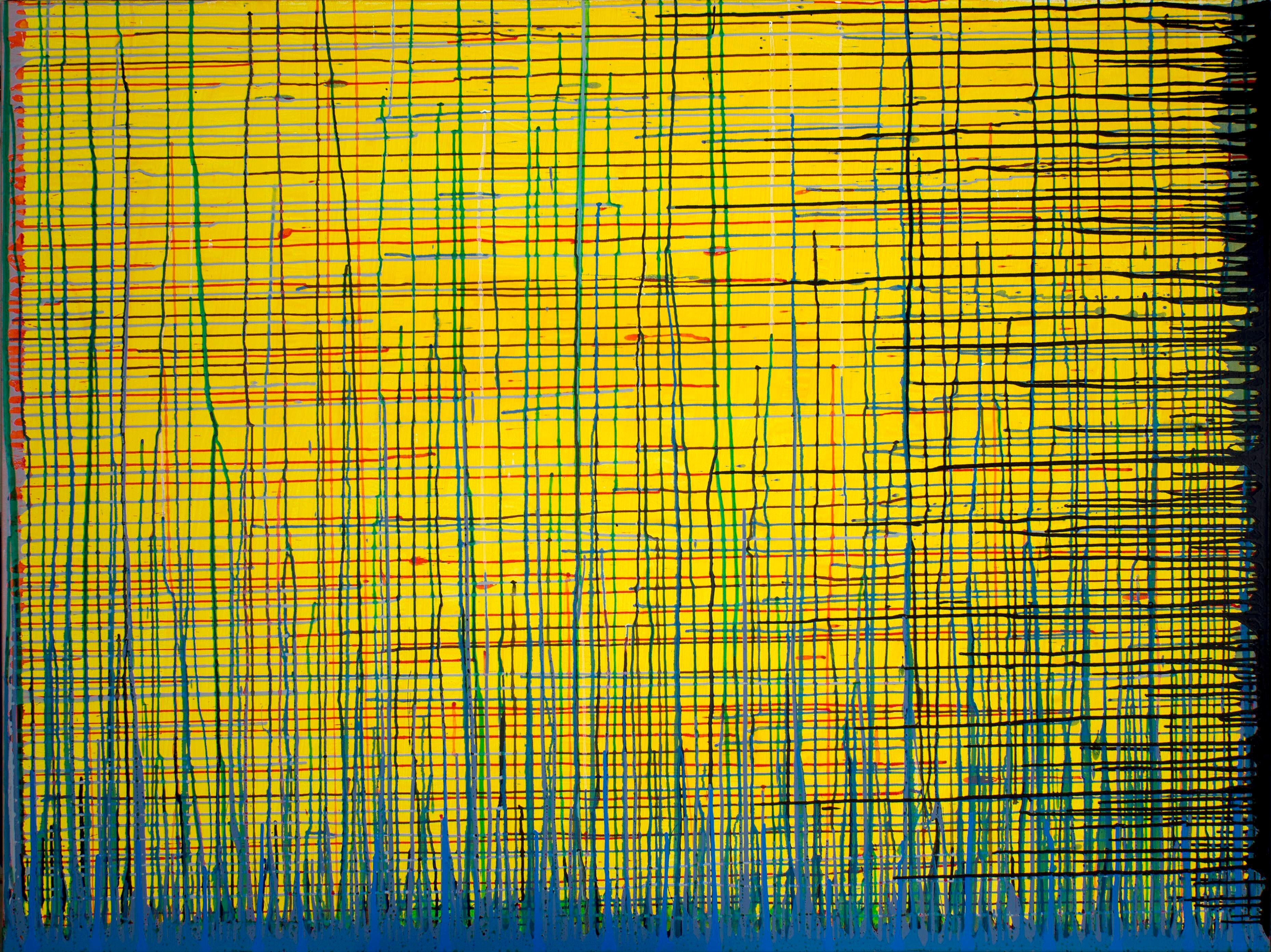 Flow Number1 di Detlef Aderhold - Quadro astratto contemporaneo energico di grandi dimensioni