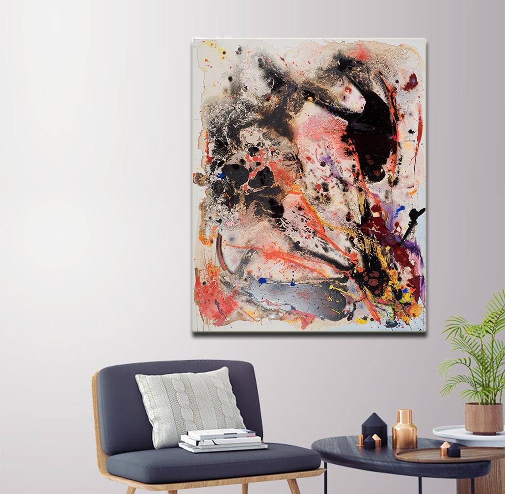 Gespür by Detlef Aderhold - Red Energetic Contemporary Abstract Painting For Sale 1