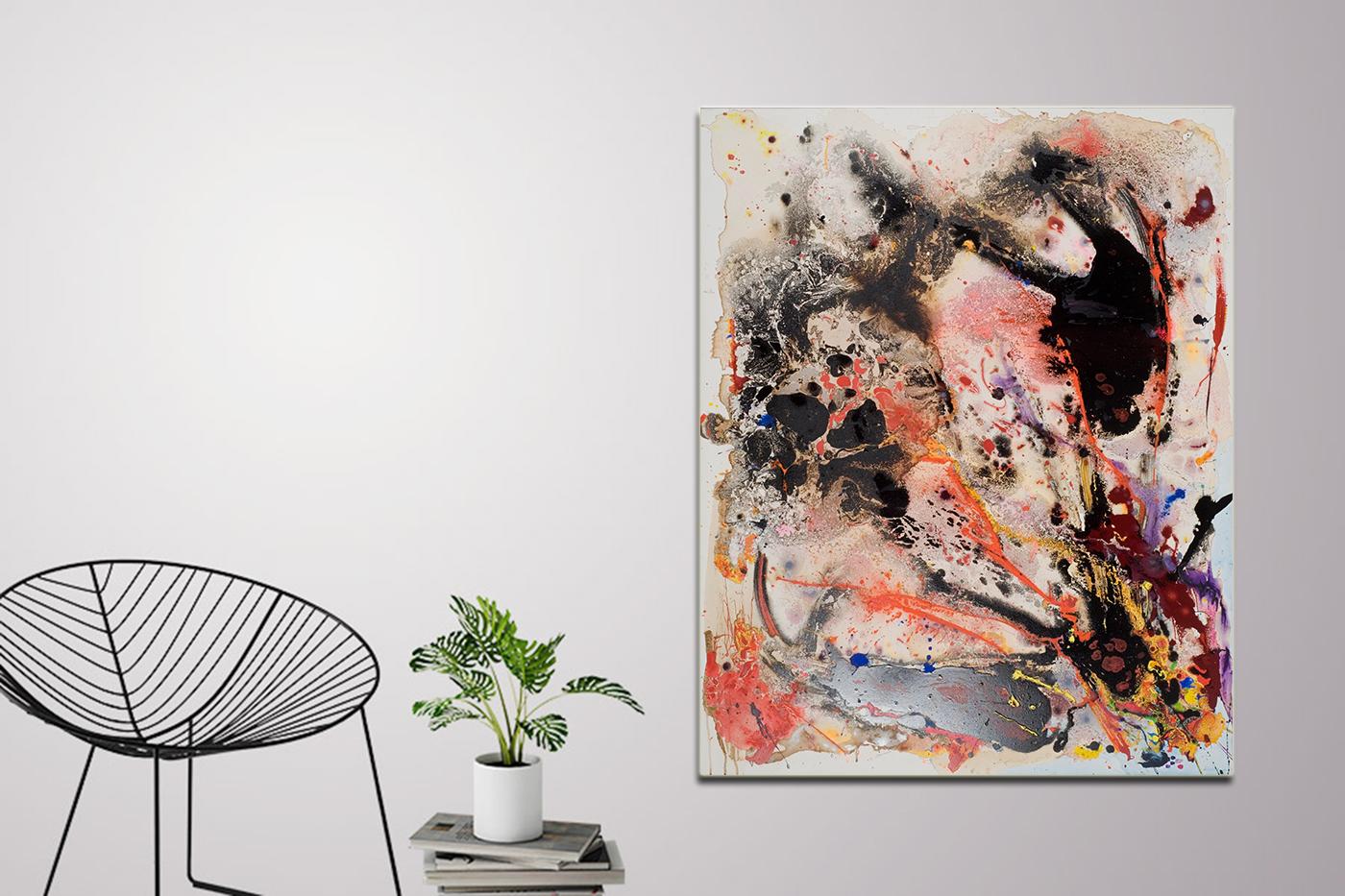 Gespür by Detlef Aderhold - Red Energetic Contemporary Abstract Painting For Sale 2