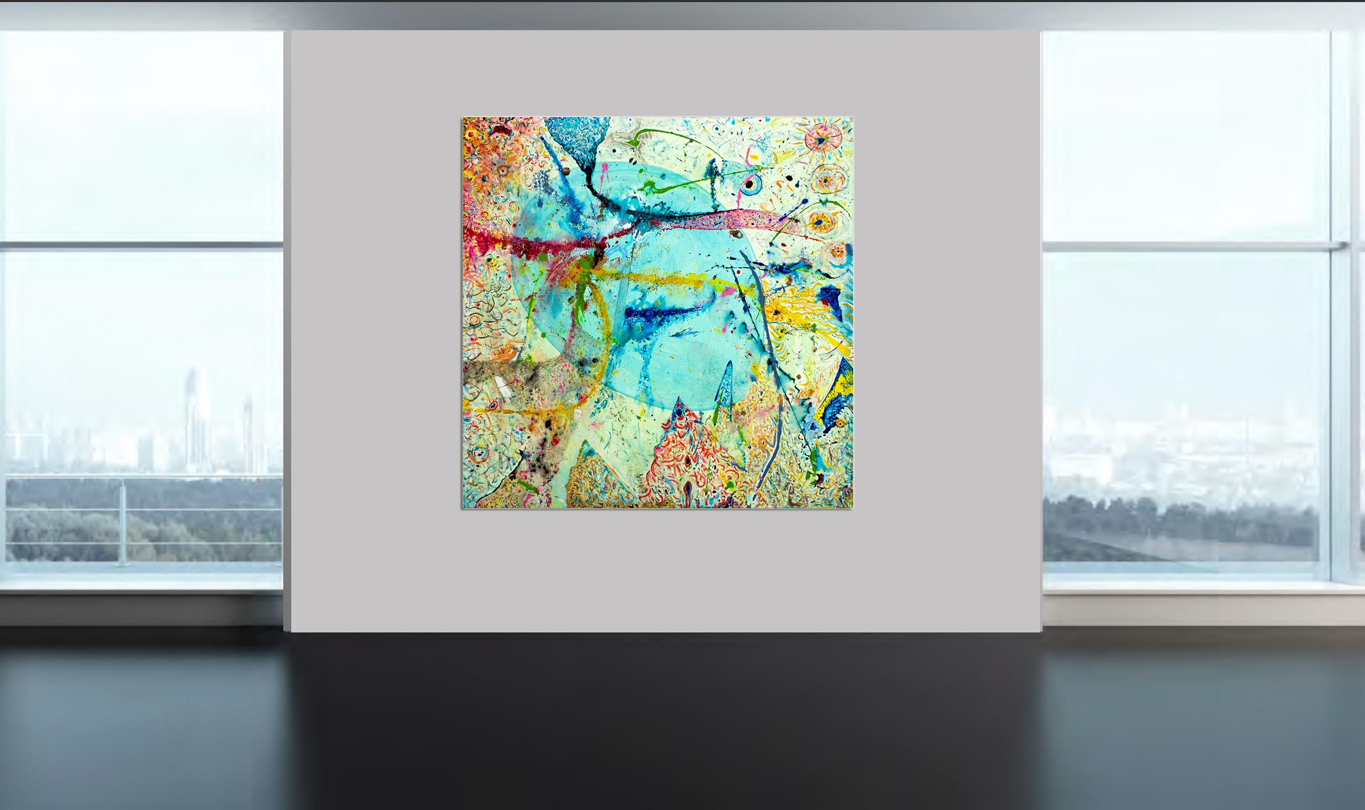 Korn Take 2 von Detlef Aderhold - Große energetische Contemporary Abstrakte Malerei (Grün), Interior Painting, von Detlef E. Aderhold