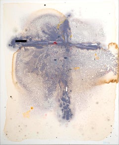 Little Black Rectangle by Detlef Aderhold -Purple Contemporary Abstract Painting